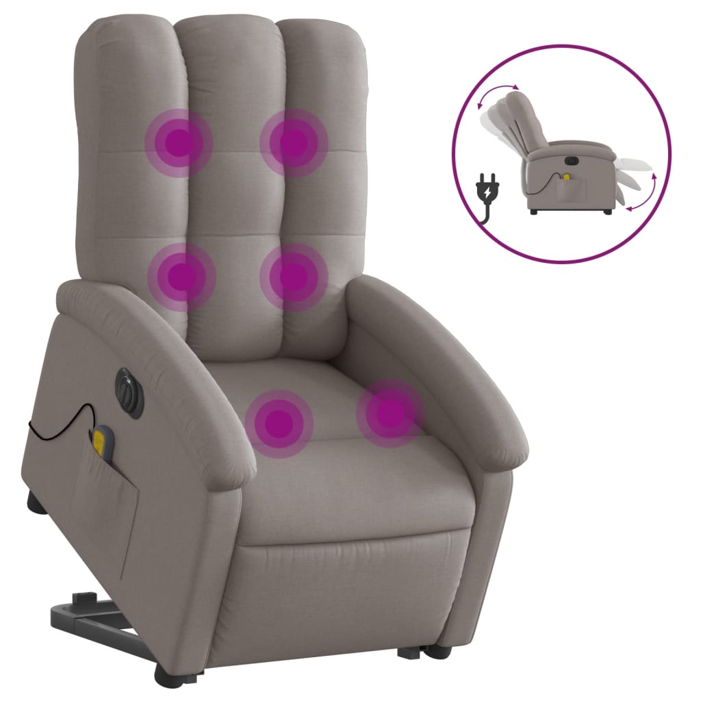 elektrisk massagestol med løftefunktion stof gråbrun