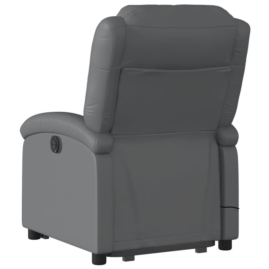 massagestol med løftefunktion kunstlæder grå