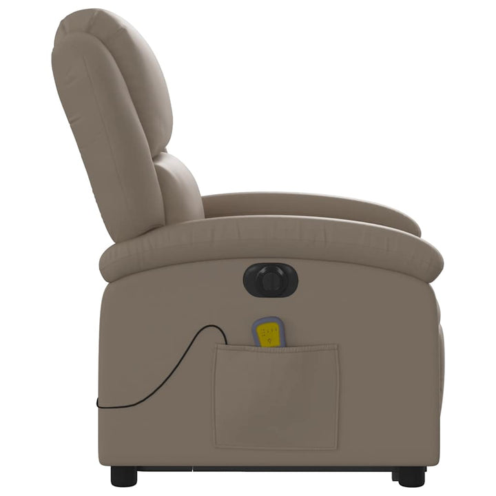 massagestol med løftefunktion kunstlæder cappuccinofarvet