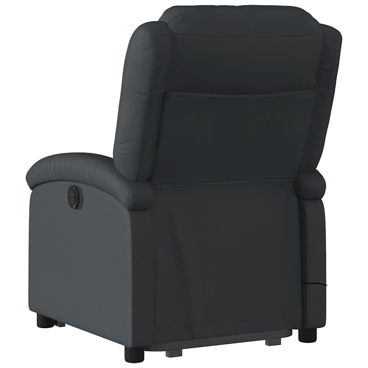 massagestol med løftefunktion ægte læder sort