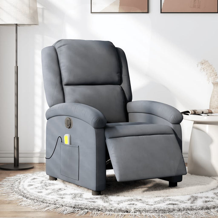 massagestol velour mørkegrå