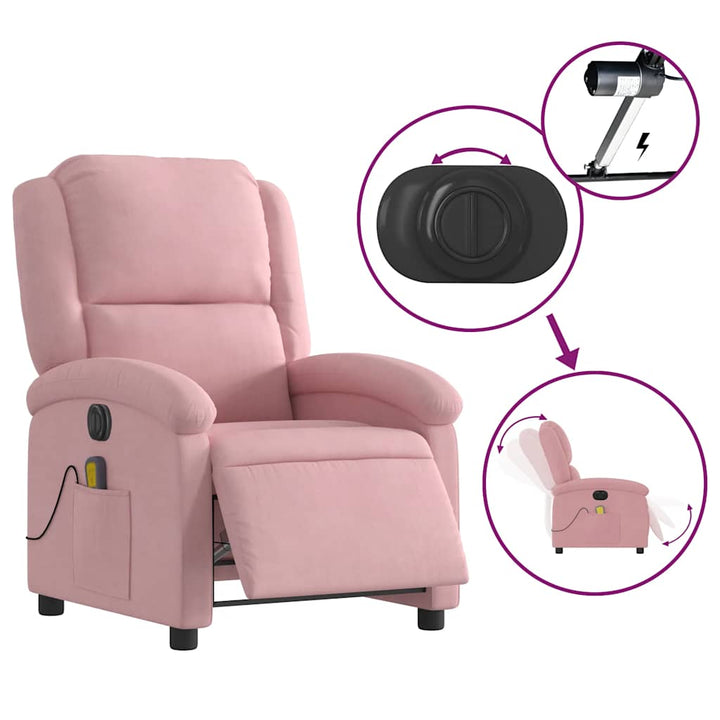 massagestol velour lyserød
