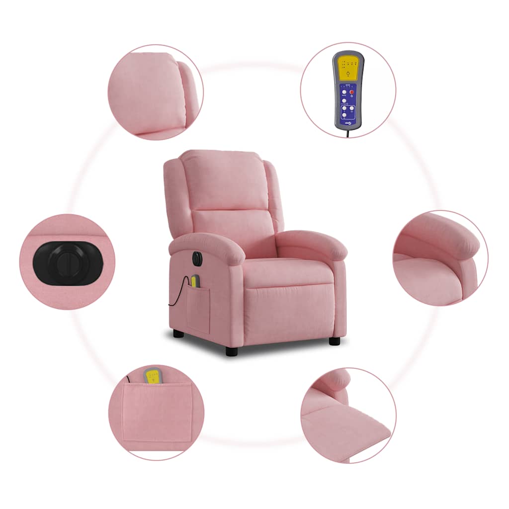 massagestol velour lyserød
