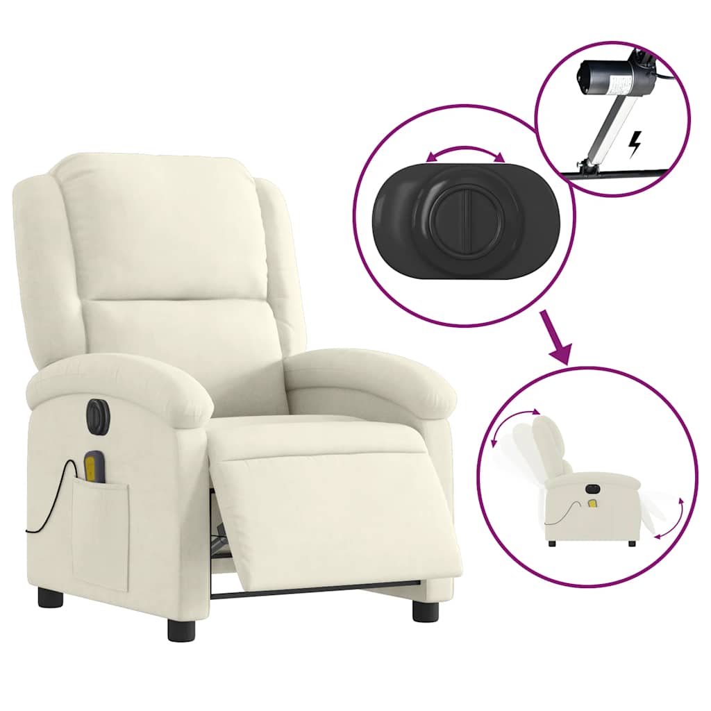 massagestol velour cremefarvet