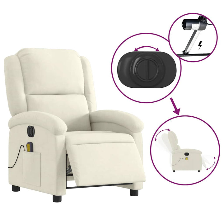 massagestol velour cremefarvet