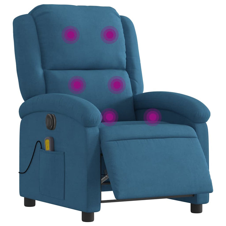 massagestol velour blå