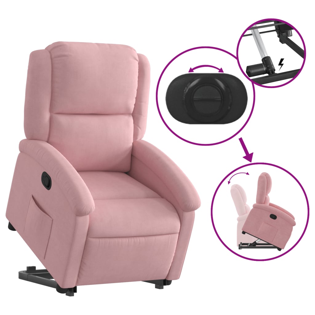 løftestol velour pink