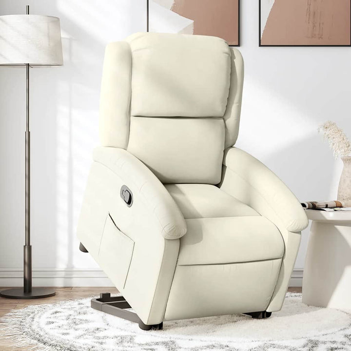 løftestol velour cremefarvet