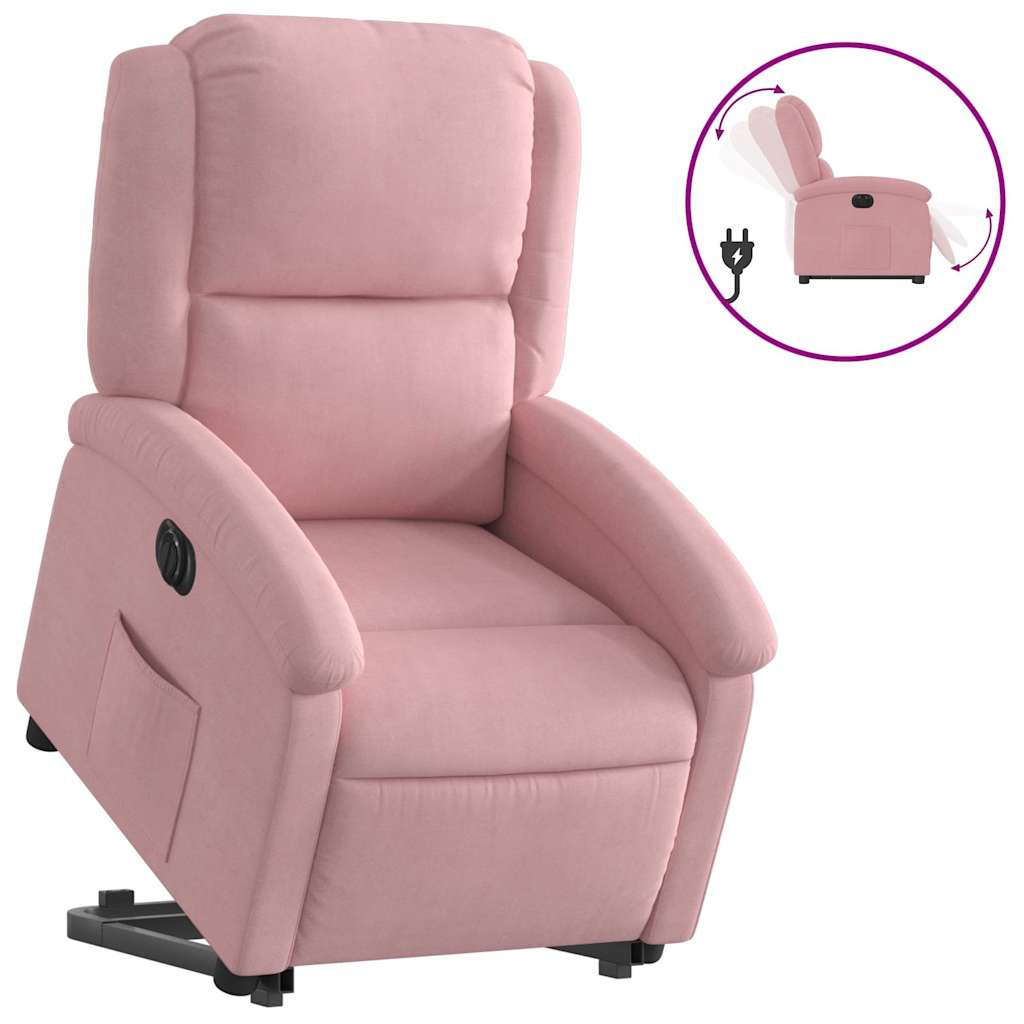 løftestol velour lyserød