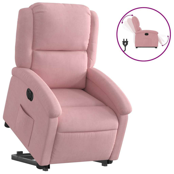løftestol velour lyserød