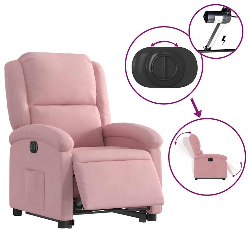 løftestol velour lyserød