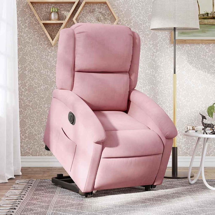 løftestol velour lyserød