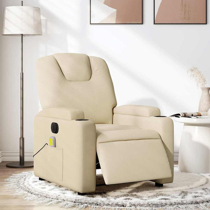 eldrevet massagestol stof cremefarvet