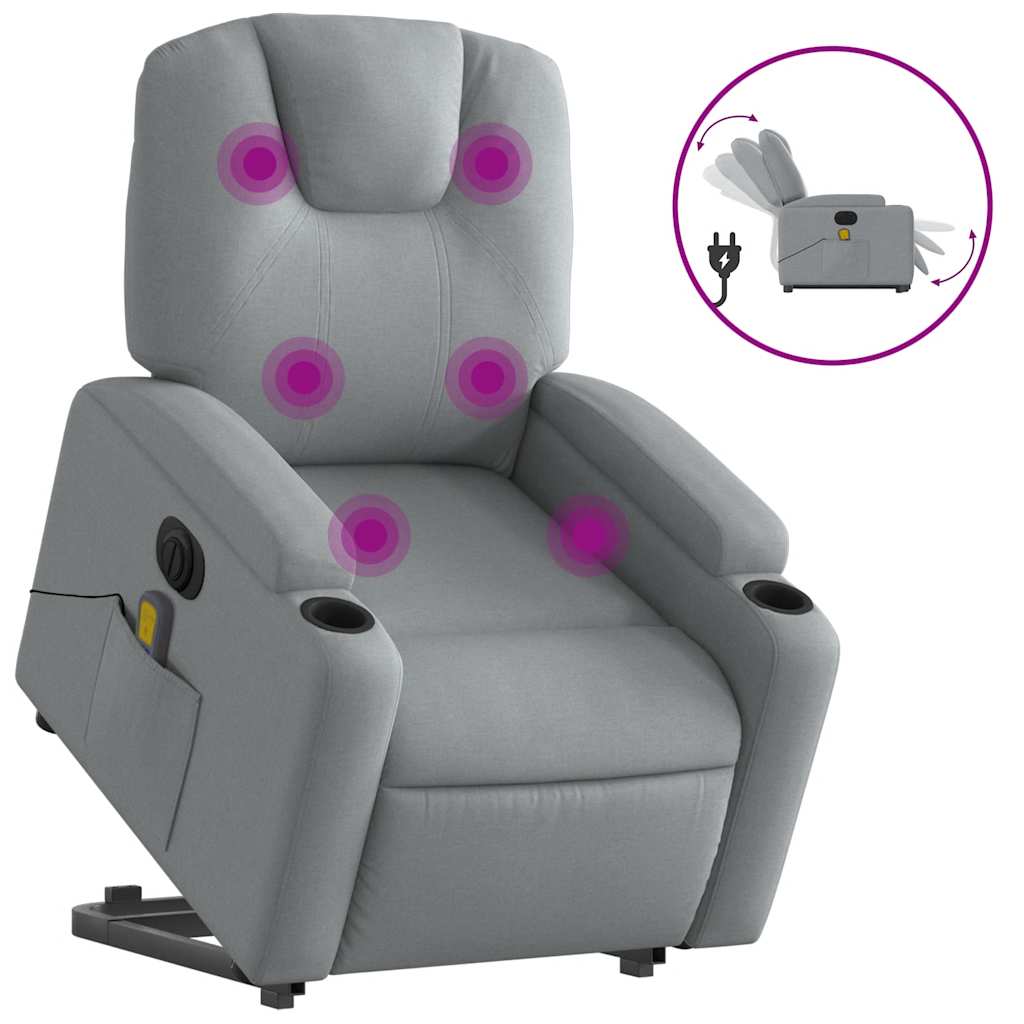 elektrisk massagestol med løftefunktion stof lysegrå