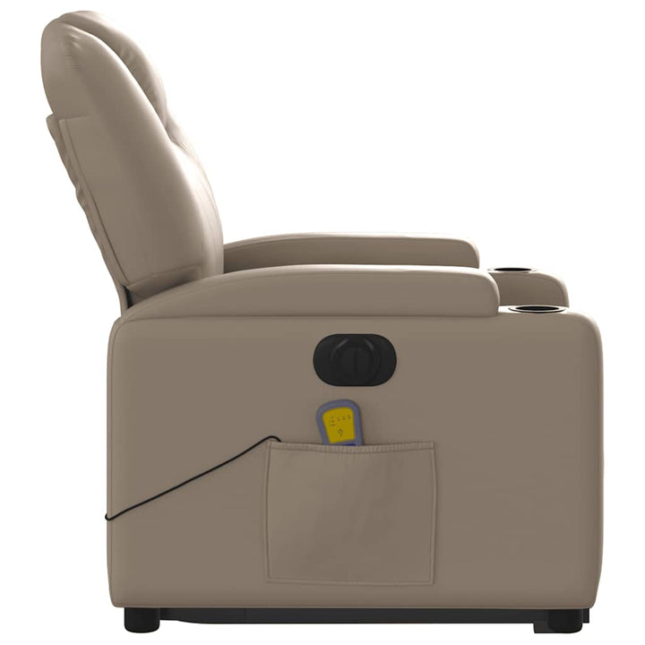 massagestol med løftefunktion kunstlæder cappuccinofarvet