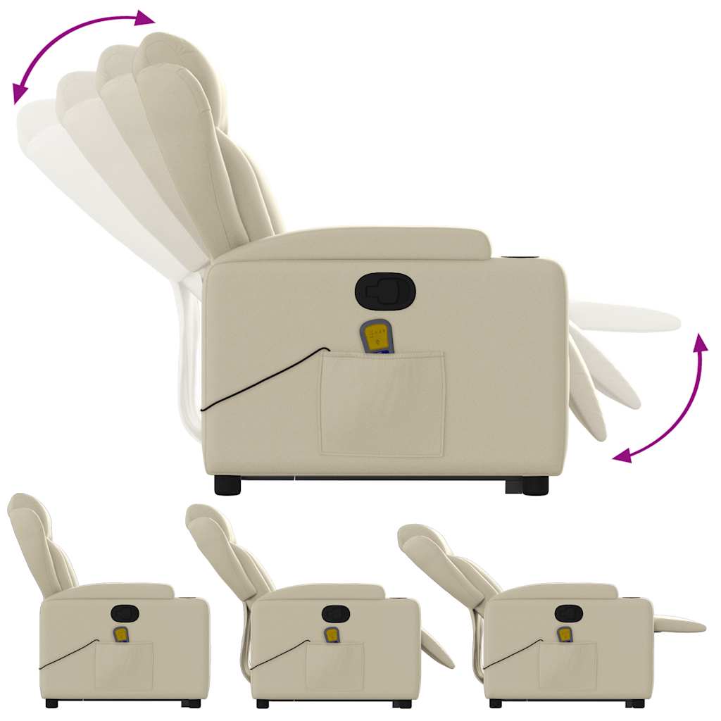 løftestol med massagefunktion kunstlæder cremefarvet