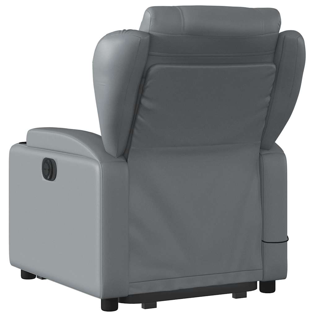 massagestol med løftefunktion kunstlæder grå