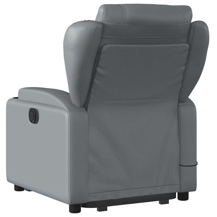 massagestol med løftefunktion kunstlæder grå