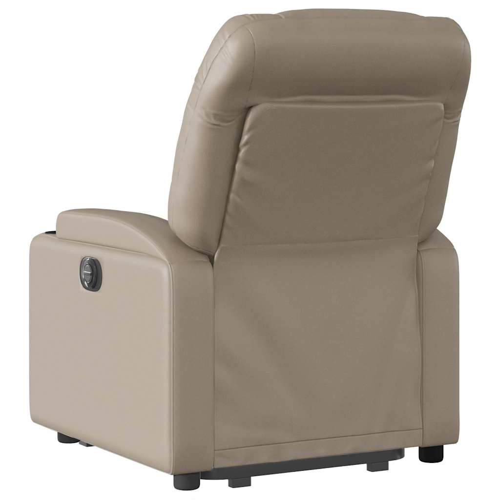massagestol med løftefunktion kunstlæder cappuccinofarvet