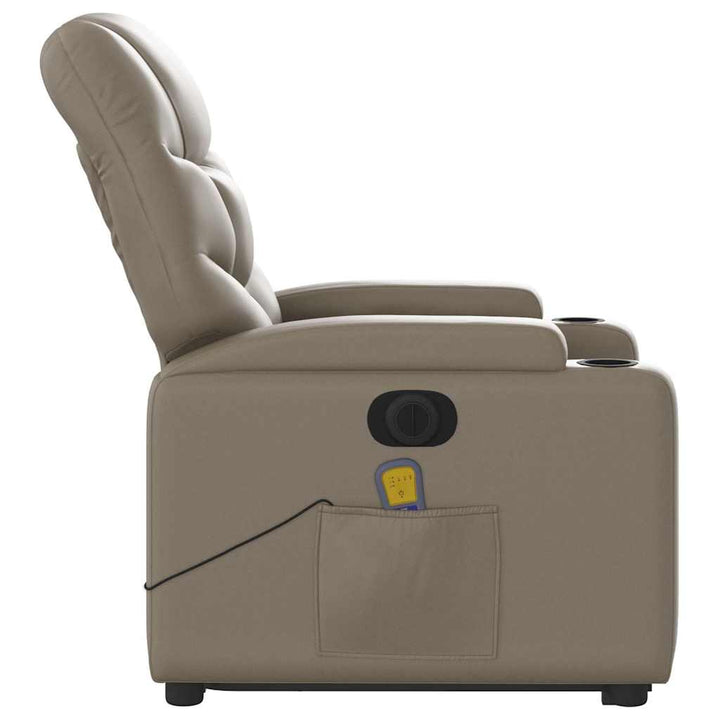 massagestol med løftefunktion kunstlæder cappuccinofarvet