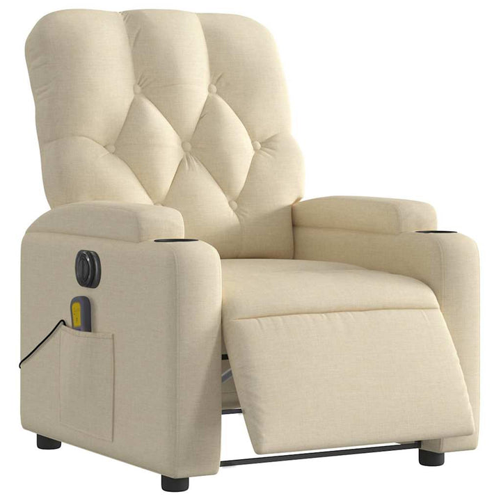 eldrevet massagestol stof cremefarvet