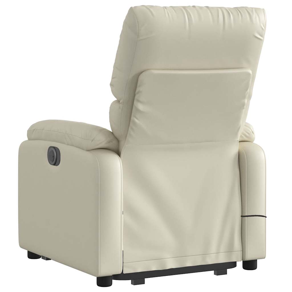 massagestol med løftefunktion kunstlæder cremefarvet