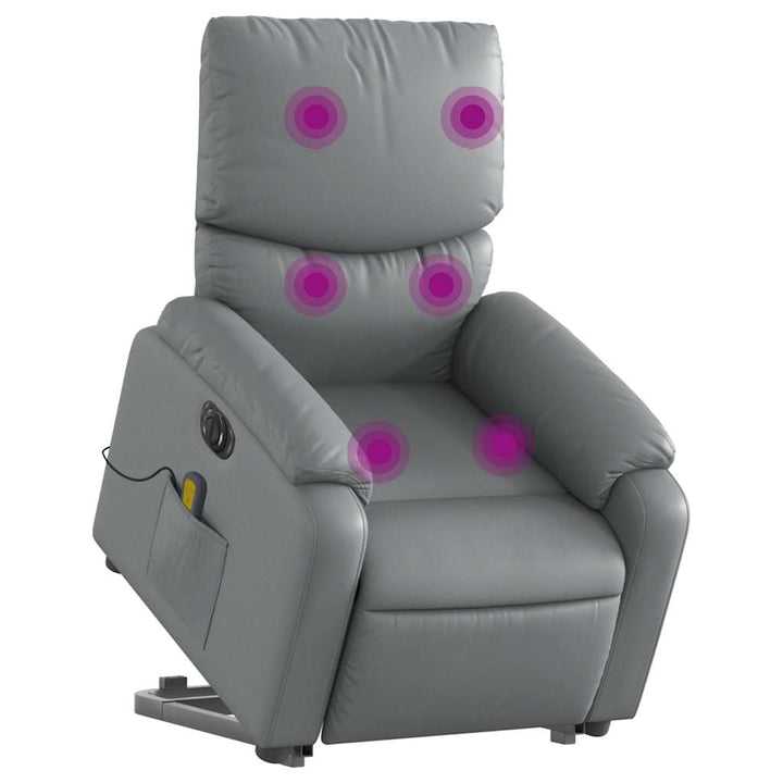 massagestol med løftefunktion kunstlæder grå