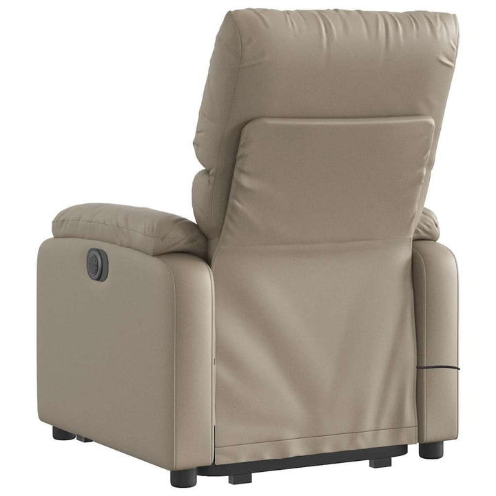 massagestol med løftefunktion kunstlæder cappuccinofarvet