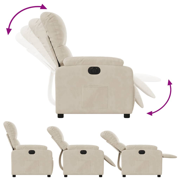 eldrevet lænestol mikrofiberstof beige