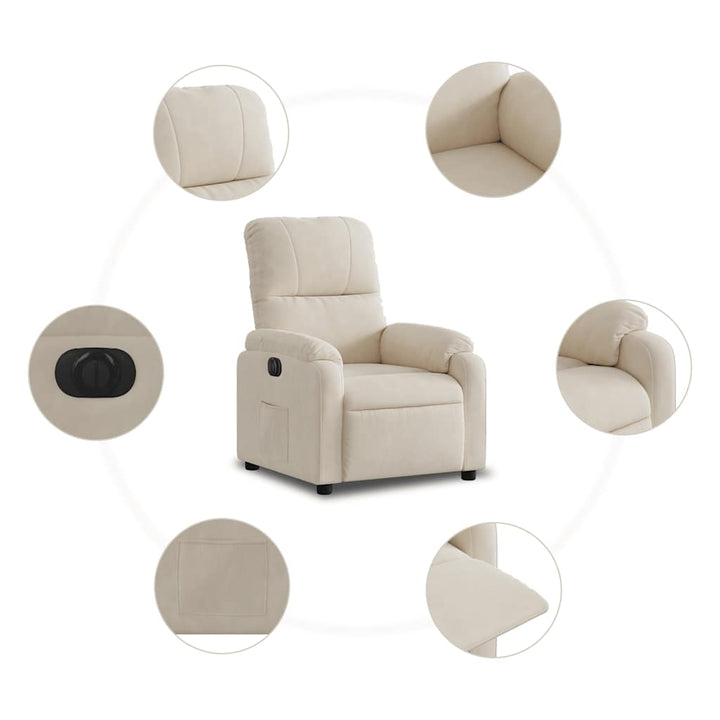 eldrevet lænestol mikrofiberstof beige