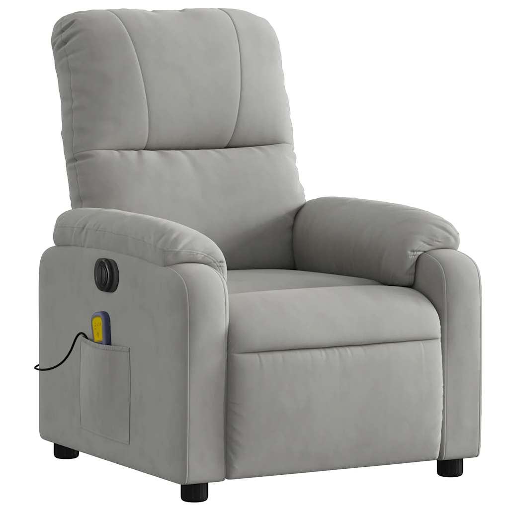 massagestol mikrofiberstof lysegrå