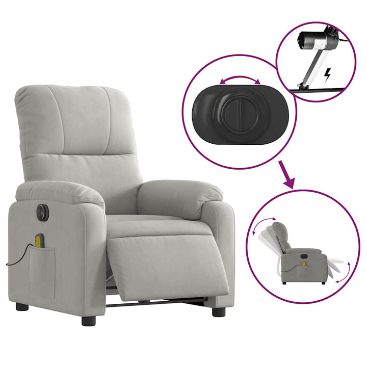 massagestol mikrofiberstof lysegrå