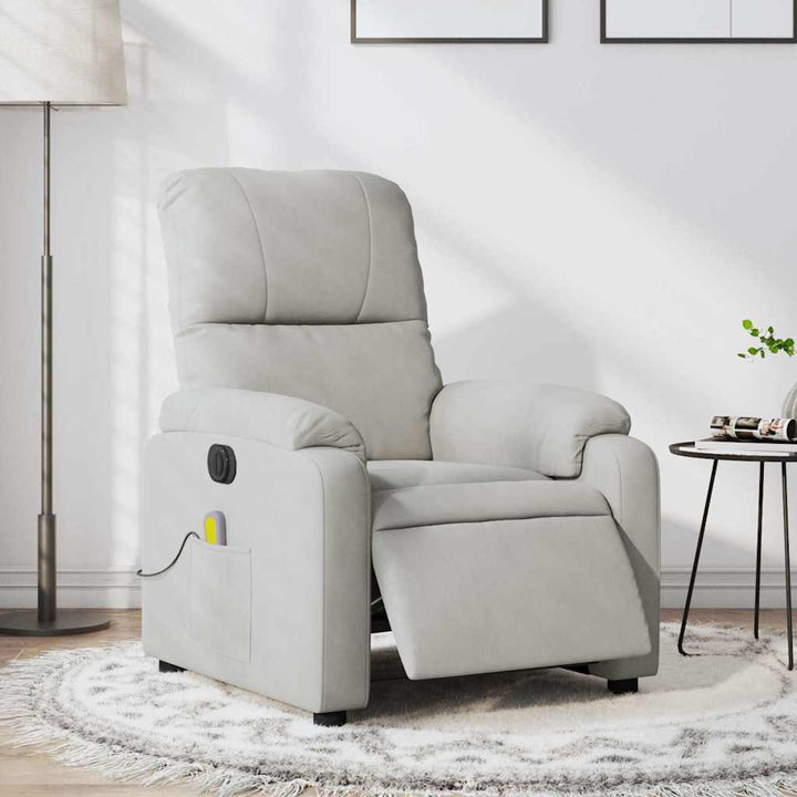 massagestol mikrofiberstof lysegrå