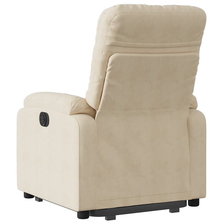 massagestol med løftefunktion mikrofiberstof cremefarvet