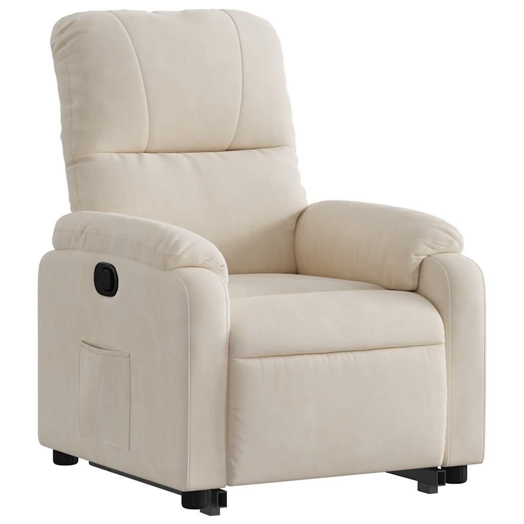 massagestol med løftefunktion mikrofiberstof beige