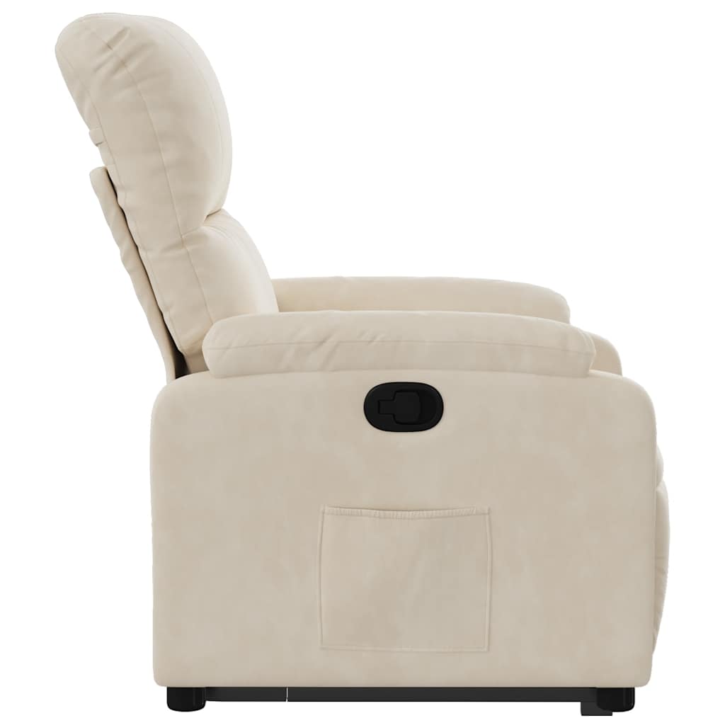 massagestol med løftefunktion mikrofiberstof beige