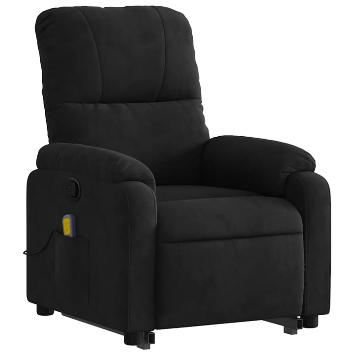 massagestol med løftefunktion mikrofiberstof sort