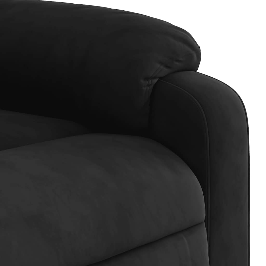 massagestol med løftefunktion mikrofiberstof sort