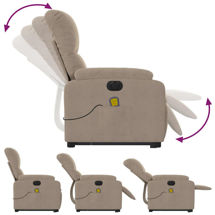 massagestol med løftefunktion mikrofiberstof gråbrun