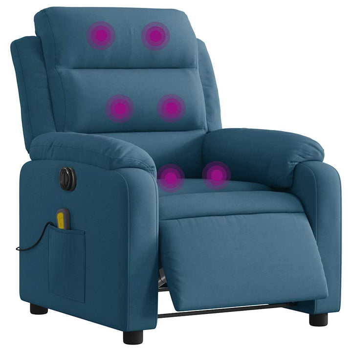 massagestol velour blå