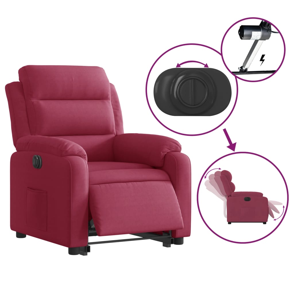 løftestol velour vinrød