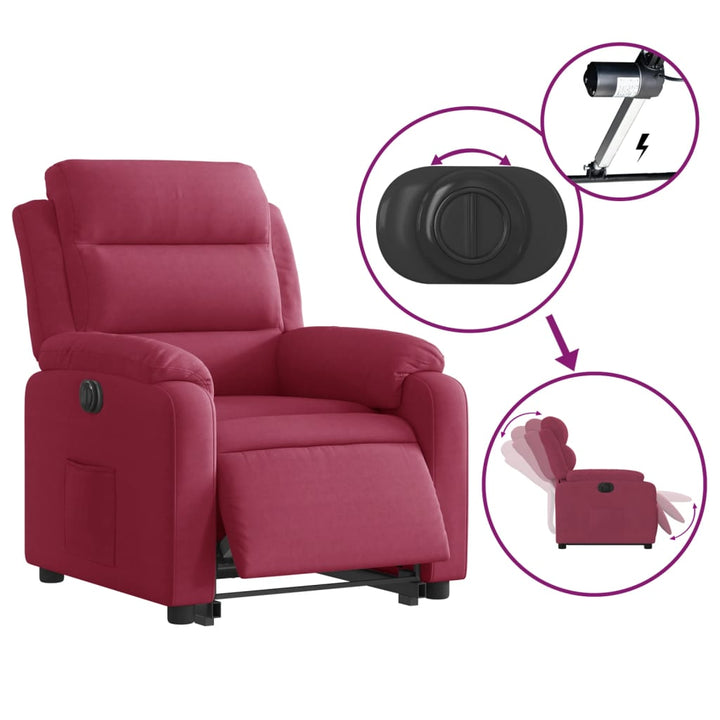 løftestol velour vinrød