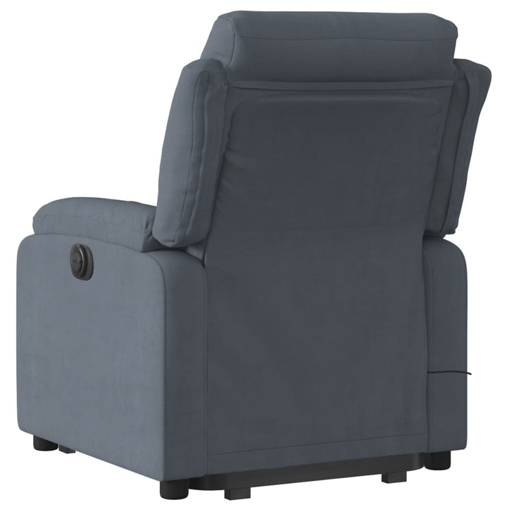 massagestol med løftefunktion velour mørkegrå