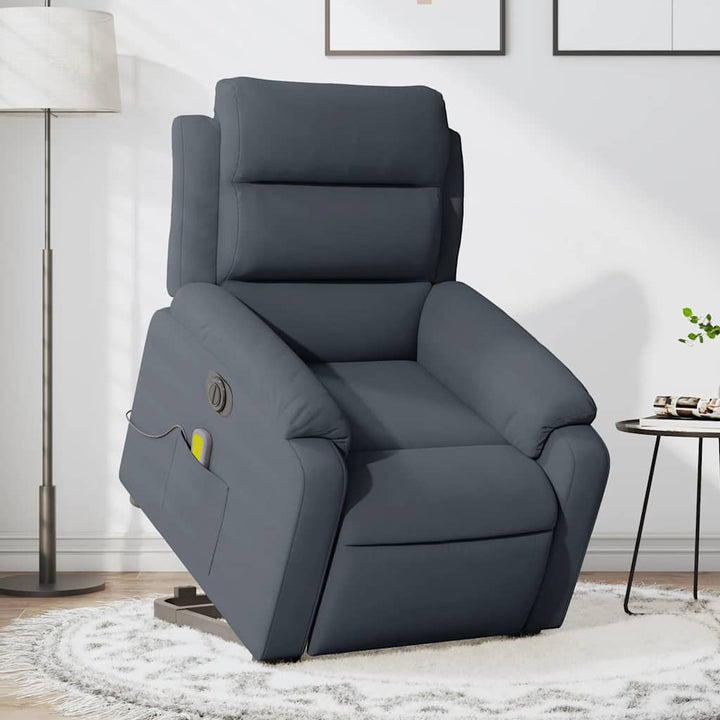 massagestol med løftefunktion velour mørkegrå