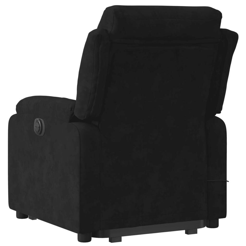 massagestol med løftefunktion velour sort