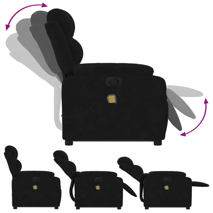 massagestol med løftefunktion velour sort