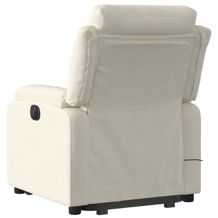 massagestol med løftefunktion velour cremefarvet