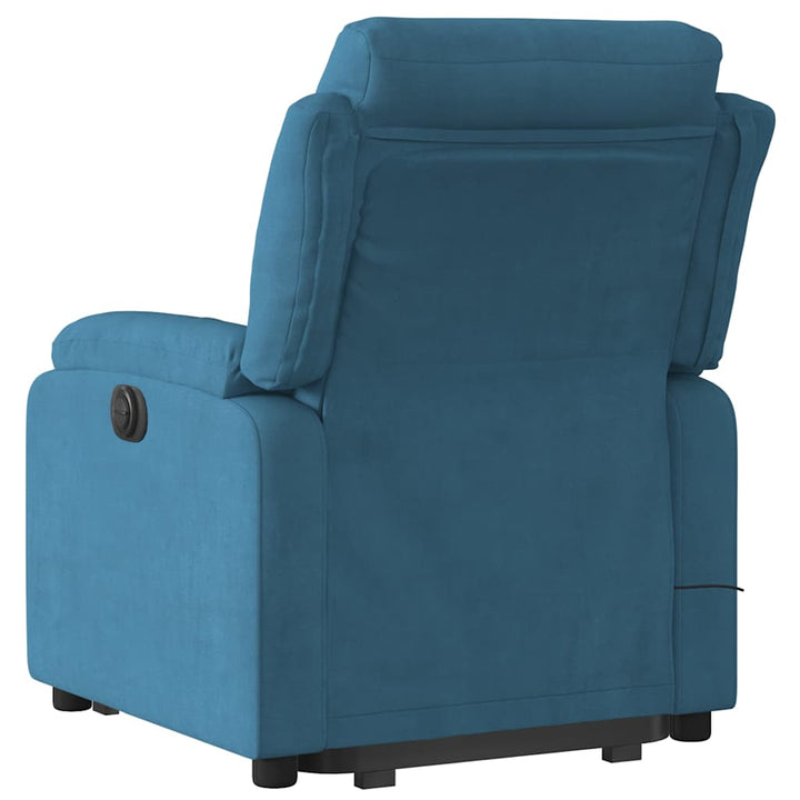 massagestol med løftefunktion velour blå