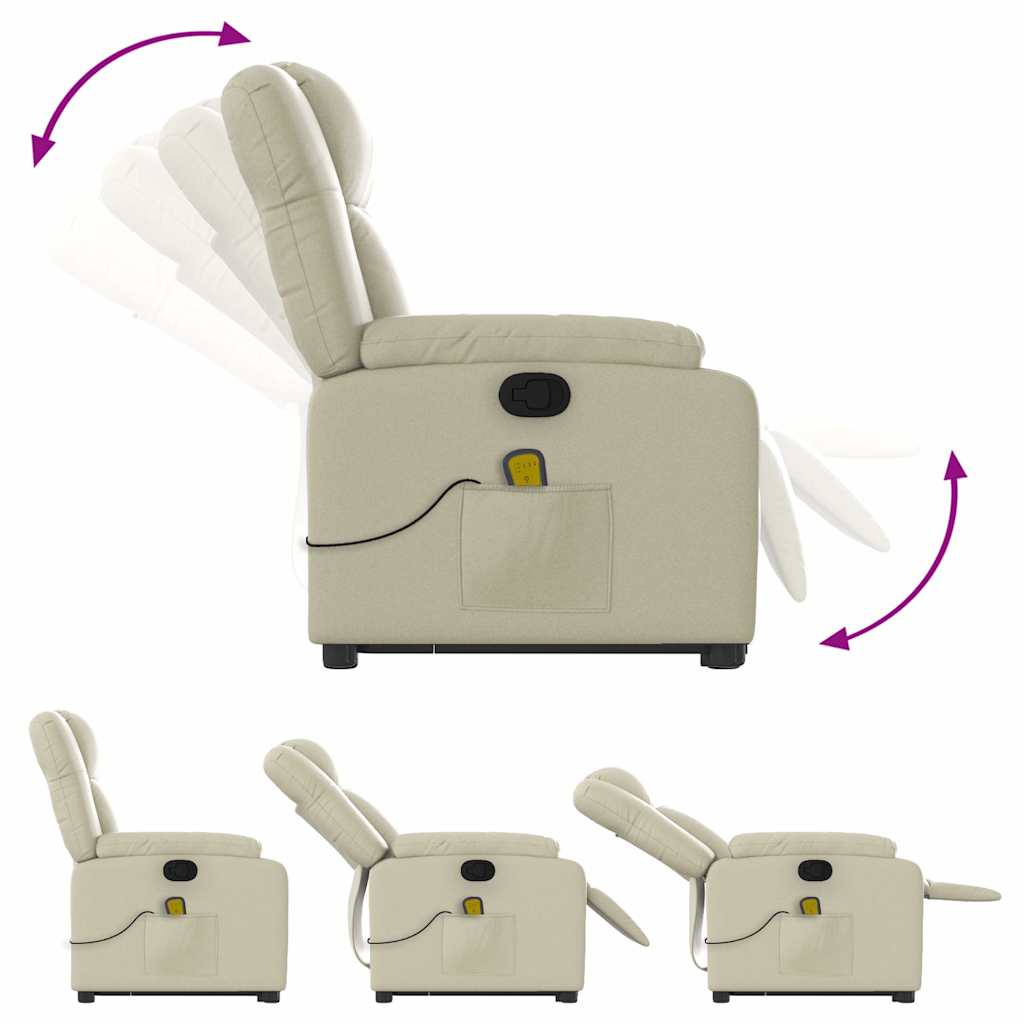 løftestol med massagefunktion kunstlæder cremefarvet