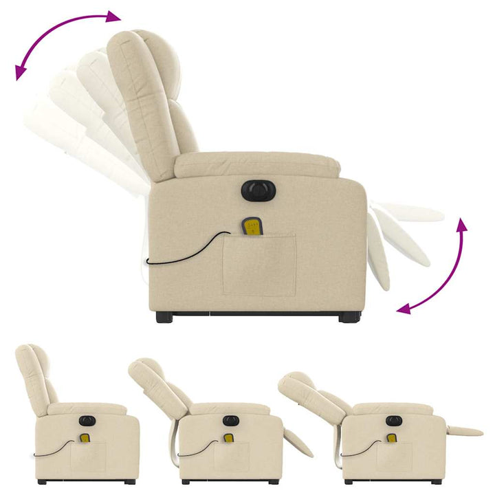 elektrisk massagestol med løftefunktion cremefarvet